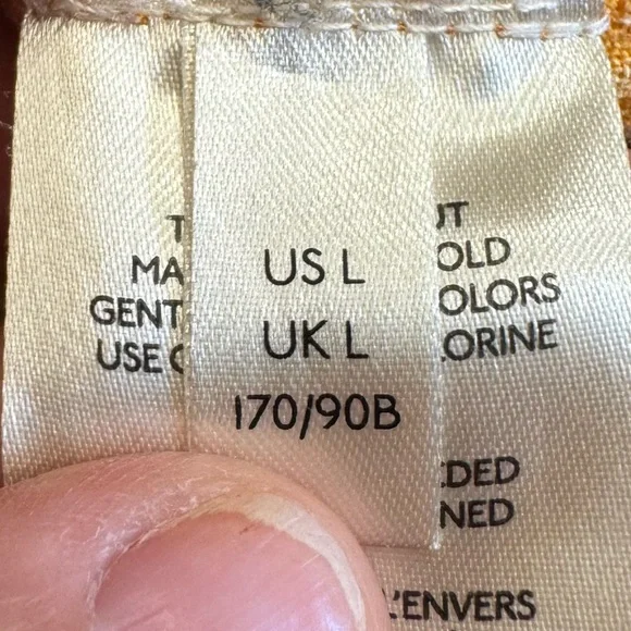 by Anthropologie Linen Utility Cargo Pants Size 14 Pockets Mustard Yellow - Picture 10 of 13